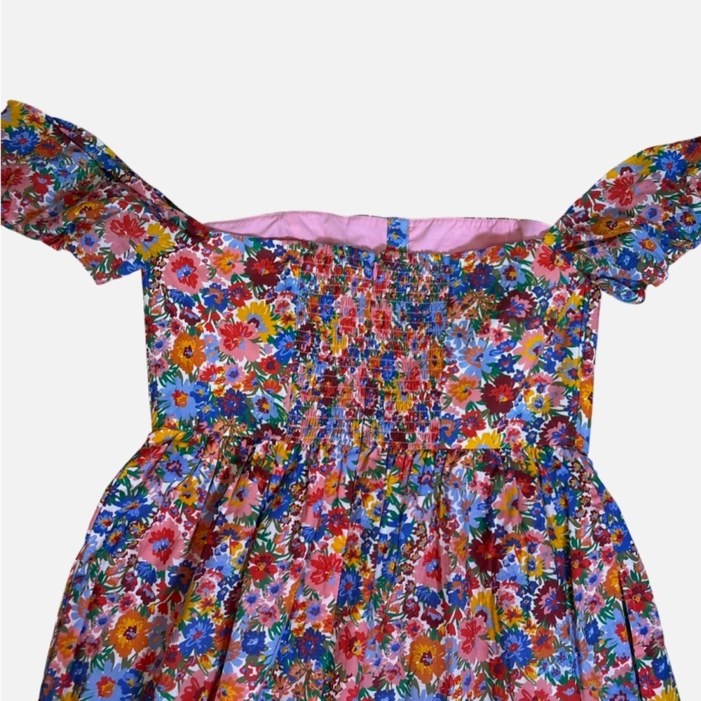 NEW Ky Derby Pink Ditsy Floral Maxi Dress Strapless/Off Shoulder Button Front L - Picture 4 of 7